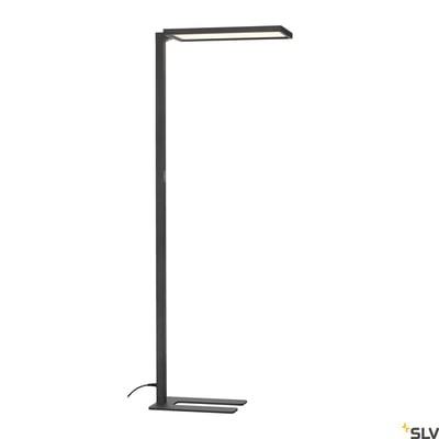 SLV Worklight gulvlampe i sort design med firkantet lyskilde, vist isoleret mod hvid baggrund.