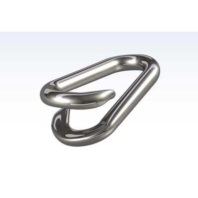 Roliba elgalvaniseret nødled i stål, 6,0 x 29 mm, med en buet, blank metalform.