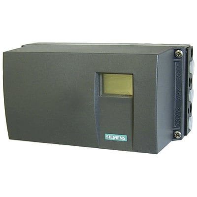 Siemens SIPART PS2 elektropneumatisk positioner i mørkegråt Makrolon-hus med Profibus PA-kommunikation og synlig Siemens-logo.