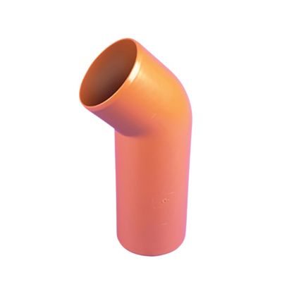 Wavin vandlåstilslutning i PP med 110 mm diameter og 45 graders vinkel, vist på hvid baggrund.