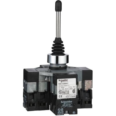 Schneider Electric XD2GA8241 joystick kontrol med 2 stillinger og 22mm diameter, IP65 kapslingsklasse.