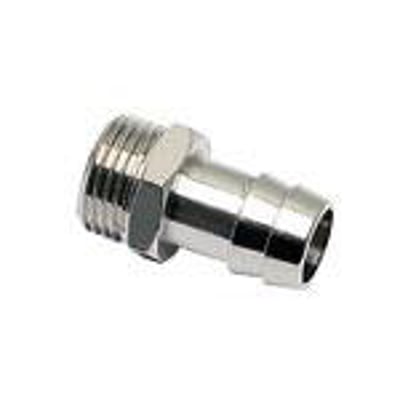 Parker slangenippel for gummislange i forniklet messing med 7 mm ydre diameter og G1/8 BSPP gevind.