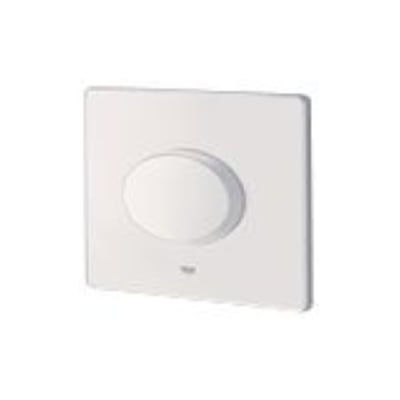 Grohe Skate Air betjeningsplade i hvid med en oval trykknap, vist fra siden med let vinkel.