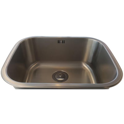 Intra Juvel Tempra 50 vaskekar i rustfrit stål, vist fra et skråt ovenfra-perspektiv med fokus på kummen.