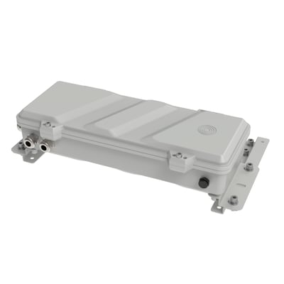 LEDVANCE floodlight max driver på 1200 W, en aflang grå driverboks med kabeltilslutninger og monteringsbeslag, set skråt ovenfra.