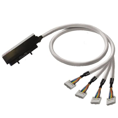 Weidmüller 10-polet PLC-kabel til digitale signaler med gråt kabel, sort hovedstik og fire mindre stikender.