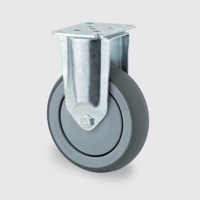 Tente fast møbelhjul med 100mm diameter og gråt gummihjul med metalbeslag.