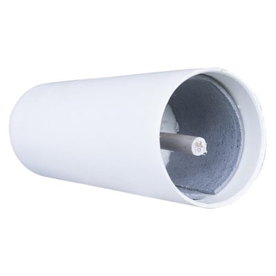 FireFree Trækrør+ i hvid polypropylen med en indvendig grafitskærm, diameter 63mm og længde 150mm.