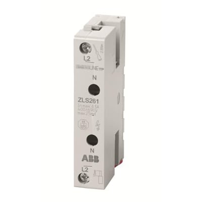 ABB Smissline TP tilslutningsblok ZLS261 med L2 og N markeringer, 63A, 400/690V, 25mm2, hvid.