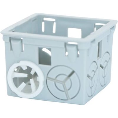 Hager Aflastningsnippel AFL 87 i grå kunststof, designet til snapdåser med udskæringsmarkeringer på siderne.