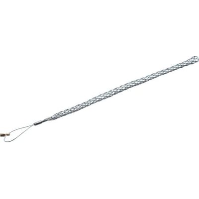 Katimex trækstrømpe til Ø12-15mm kabler med sløjfe og M5 gevind, fremstillet af flettet metaltråd på hvid baggrund.