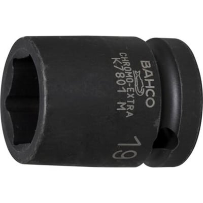 Bahco krafttop i sort finish, 1/2" firkantfæste og 16 mm størrelse, lavet af højtlegeret stål til maskinel brug.