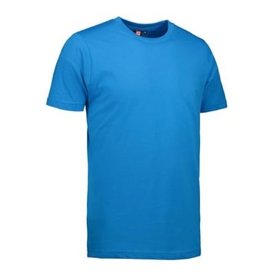 ID Identity Yes T-shirt i turkis, størrelse S, med rund hals og korte ærmer, vist forfra.