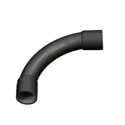 Dietzel 20mm HF 90° bøjning, sort RAL 9005, halogenfri, vist med en mat overflade, der fremhæver produktets form.