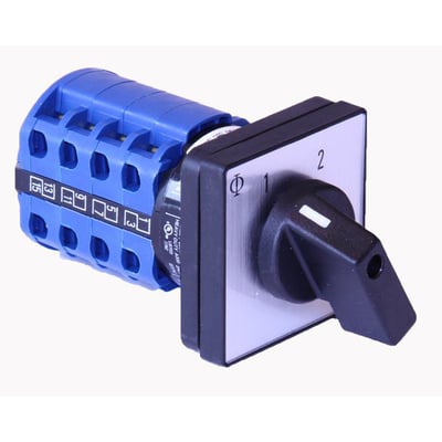 Kraus & Naimer 4-polet omskifter til 20A strøm med 4 huls frontmontage og 48x48 mm front, model CA10 A223-600 E.