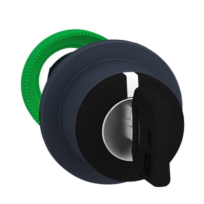 Schneider Electric nøglegreb til 30 mm hul med sort nøgle og 3 positioner i grå og sort.