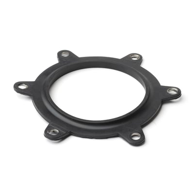 Bosch Tronic 4500 T pakning til flangerør, sort gummi med seks monteringshuller.