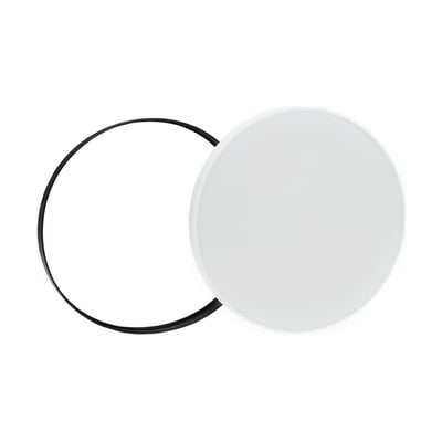 SpectrumLED 24 W LED-loftslampe, rund og hvid med separat sort ring, set forfra; Ø32 cm.
