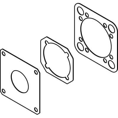Festo tætningssæt EADS-F-D32-40A, visuel repræsentation af tre forskellige pakninger med centrale åbninger og monteringshuller.