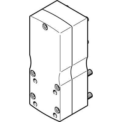 Festo parallelbyggesæt EAMM-U-50-D32-42A-78, en teknisk tegning af en grå modulær komponent med flere monteringshuller og bolte, der viser dens størrelse 50.