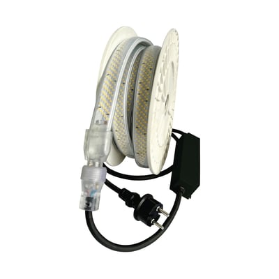 BE Flex-Line XL LED-strip på 5 meter, 11000 lm, med 600 LED/m, klar til montering på en spole med stik og driver.