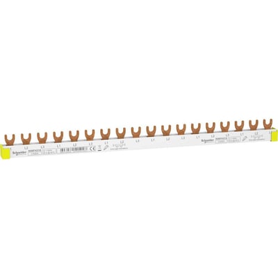 Schneider Electric sløjfeskinne 3P, 18 modul, 63A, L1-L2-L3 (R9XFH318) med tydelig mærkning og CE-godkendelse.