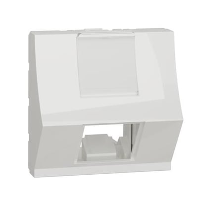 Schneider Electric New Unica frontplade til 2 moduler i hvid, vinklet design med åbning til RJ45 konnektor.
