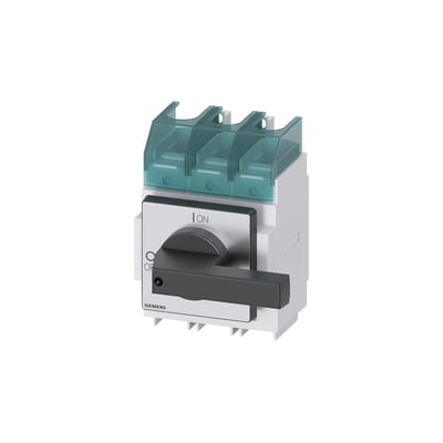 Siemens 3-polet hovedafbryder 3LD2430-0TK11 på 250 A med sort drejegreb og tre synlige tilslutninger.