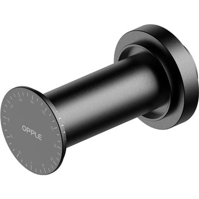 Opple magnetisk koblingsdel til Tallinn-armaturer, sort og cylindrisk med runde flanger set skråt fra siden.