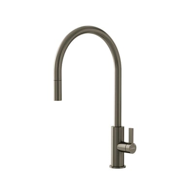 Lavabo Alkymist 587 RS køkkenarmatur i mørk bronze med høj, buet C-tud, udtræk og enkelt greb.