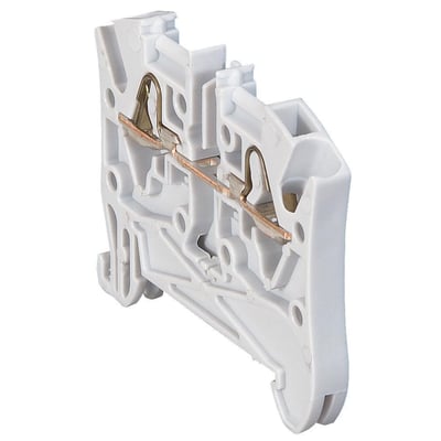 Legrand Viking 3 rækkeklemme i grå plast, 2,5 mm², viser interne metalterminaler og samlingsskinne på hvid baggrund.