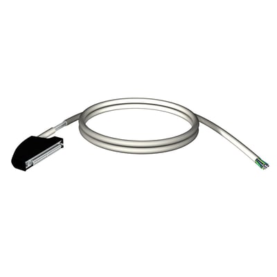 Schneider Electric skærmet kabel på 3 meter med FCN T/20 stik i den ene ende og løse, farvekodede ledninger i den anden.
