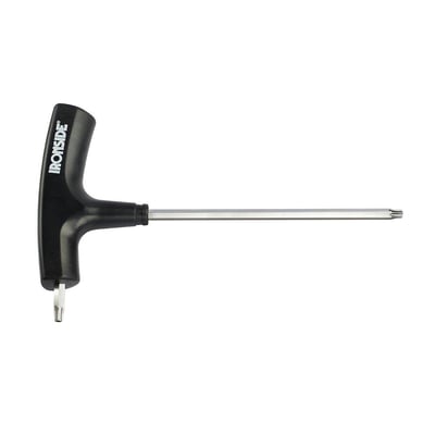 Ironside T-nøgle Torx TX20 med sort T-greb og sølvfarvede nøgleender, 112 mm lang.
