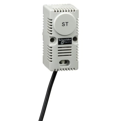 Schneider Electric temperatursensor med 3 meter kabel, hvidt hus med grå detaljer og tydelig logo.