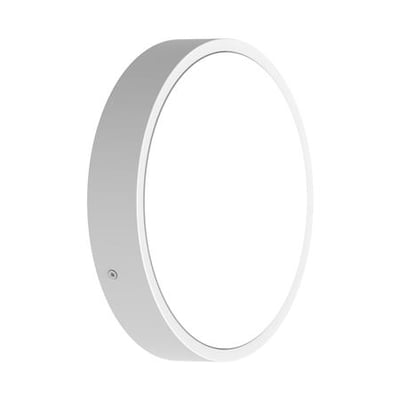 Ledvance Bulkhead Round 250 er et rundt, hvidt væg- og loftsarmatur på 9,5 W, set skråt forfra.