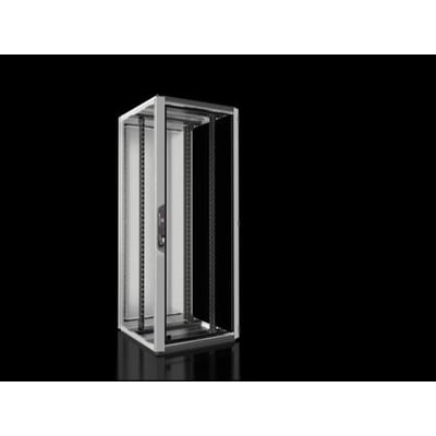 Rittal VX IT standard serverskab, 800x2000x800 mm, åbent front med aluminiumsglasdør, viser 19" monteringsvinkler og solid konstruktion.