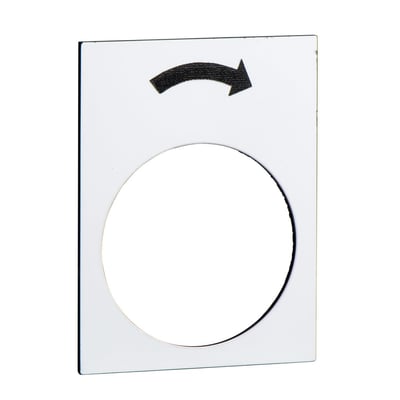 Schneider Electric Harmony ZB2 skilt i hvid plast med målene 30 x 40 mm, viser sort pil mod højre.