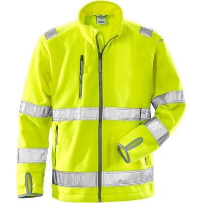 Kansas fleecejakke 114087 i High-Vis gul, str. XL, med reflekser på bryst, arme og skuldre.