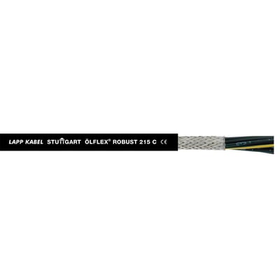 Lapp ÖLFLEX® Robust 215 C 18G0,5 kabel med flettet skærm og farvekodede ledere, på sort baggrund.
