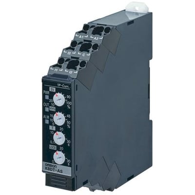 Omron 1-faset strømovervågningsrelæ model K8DT-AS med fjederklemme og display til AC/DC.