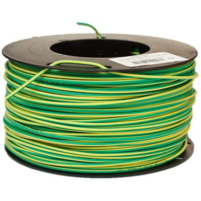 Texiline HF90 monteringsledning på spole, 2,5 mm², gul/grøn. Ledningen er halogenfri og godkendt til skibe og offshore.