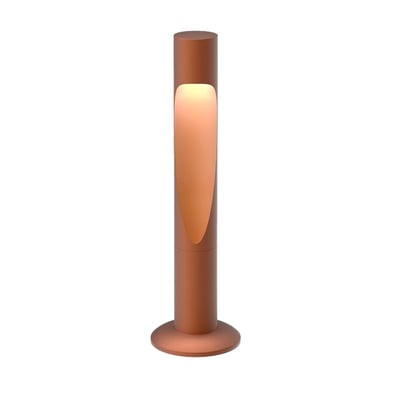 Flindt Garden pullert i corten med en ensymmetrisk lyskegle, der skaber et varmt, nedadgående lys.