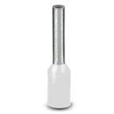 Phoenix Contact terminalrør AI 0,5 - 8 WH med 8 mm tyllelængde og 14 mm længde i hvid isolering.