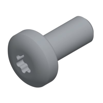 Schneider Electric Torx skrue T30, M8x16, grå. Ses fra siden med fokus på T30 Torx-hoved og cylinderformet skaft.