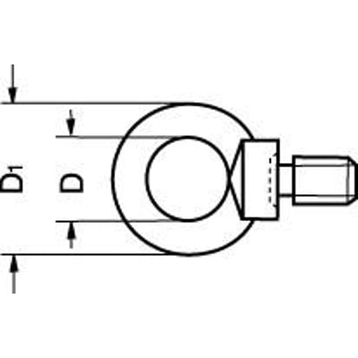 Teknisk tegning af M30 el galvaniseret DIN 580 øjebolt C15E med dimensioner angivet.