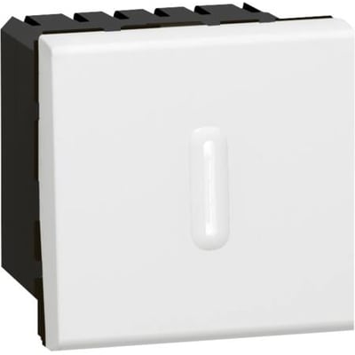 Legrand tidsafbryder 25S/15MN i hvid, der dækker 2 moduler med justerbar tid fra 25 sekunder til 15 minutter.