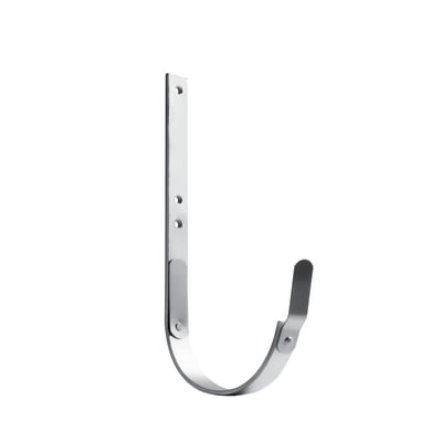 Galvaniseret, kort rendejern med zinkfjeder og 1/2-rund form, 11" x 25/4 mm, isoleret på hvid baggrund.