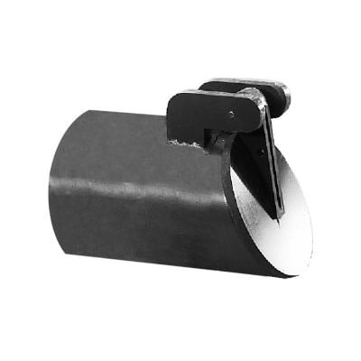 Napan kontraklap i glat sort PVC med envejsklap og 100mm diameter, designet til rør.