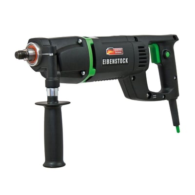 Eibenstock EHD 1500 diamantboremaskine med 1500W motor, grønne detaljer og ekstra håndtag, klar til tørboring.