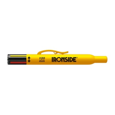Ironside refillstifter i gult opbevaringshylster med gule, hvide og røde stifter, 2,8 mm i diameter og 120 mm lange.